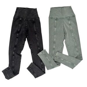 NWOT: Aerie OG High-rise 7/8 leggings, set of 2. Black & olive. Size XS.